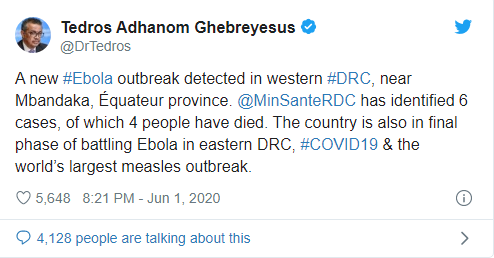 DrTedros membuat Tweet tentang Virus Ebola